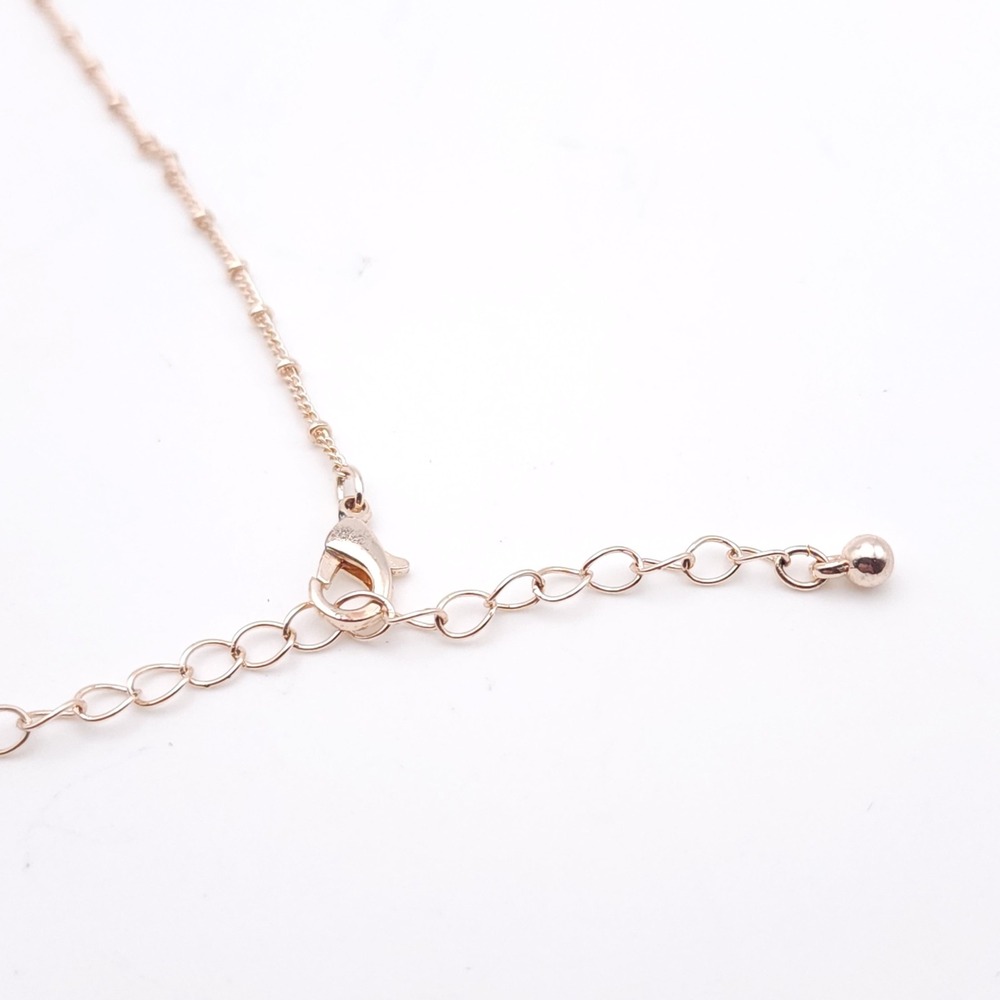 Floral Filigree Pendant Necklace Two Tone Rose Gold Silver Station Chain 29-32in - Picture 4 of 5